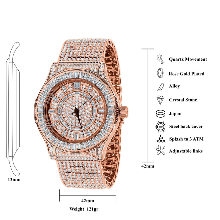 Luxurious CZ Elegance Watch | Model 5110335 Lilac Quartz