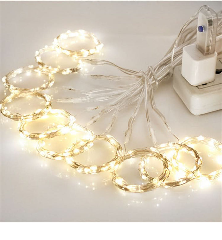 Remote-Controlled LED Curtain String Lights - USB-Powered Christmas Window Decorations for Home and Room Pink Lucy