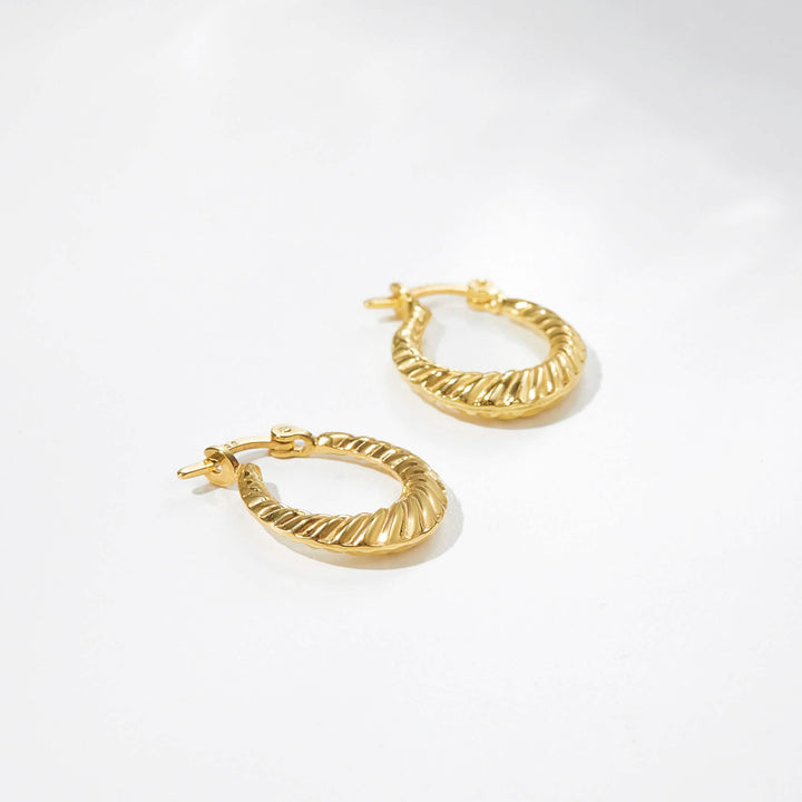 Chic Twisted Croissant Hoop Earrings in Silver and Gold Green Millie