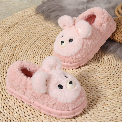 Cute Plush Furry Slippers Coral Vanilla