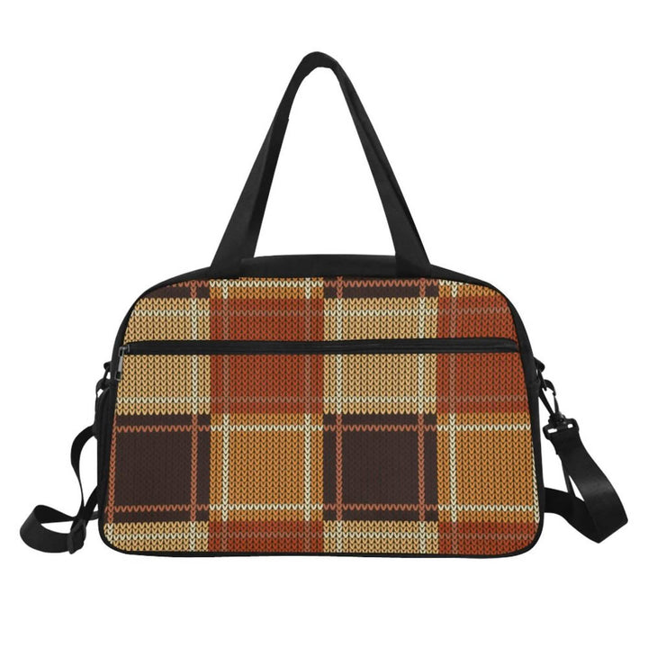 Checkered Brown and Beige Stylish Travel Tote Grey Coco