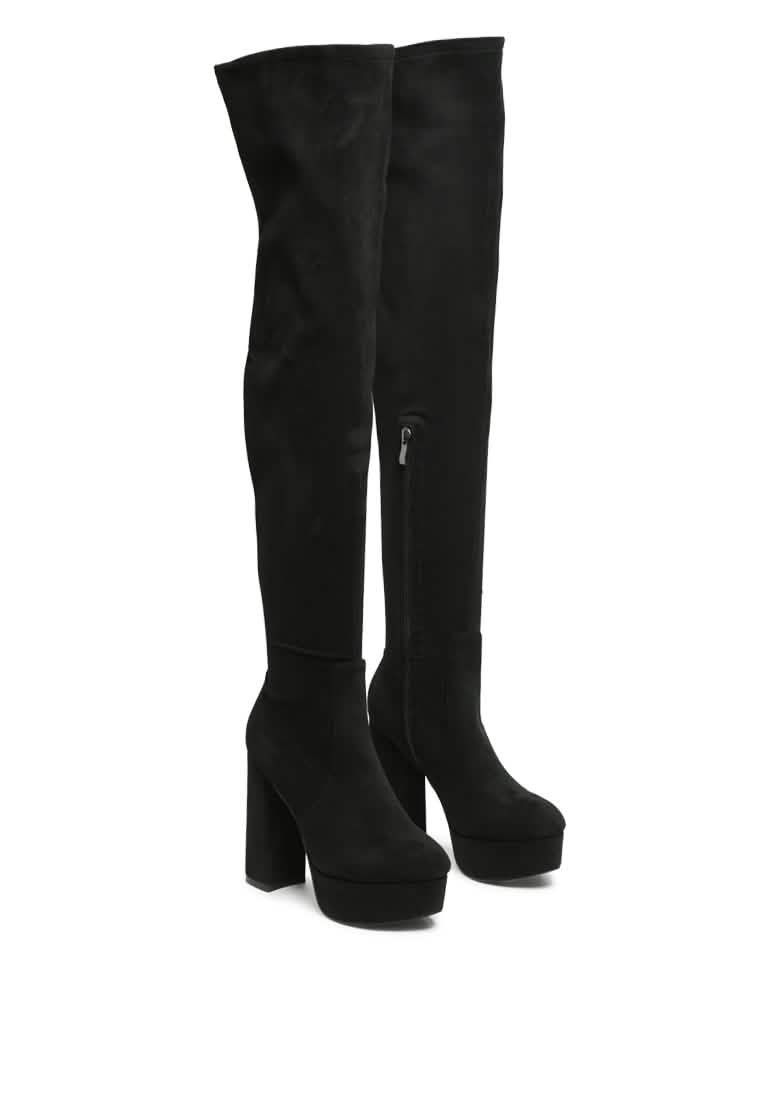 Bold Over-the-Knee Chunky Heel Fashion Boots Ruby Smudge