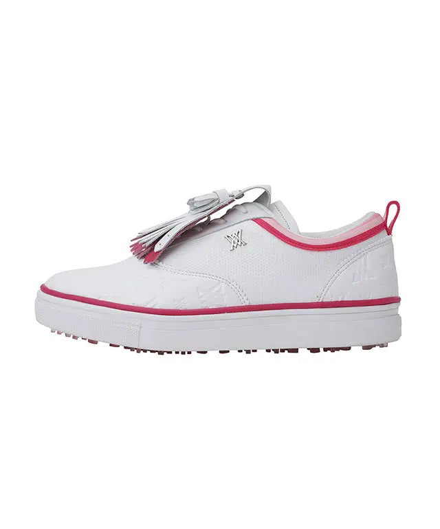 ANEW Golf: Women's Stylish Pink Leather Golf Shoes with Monogram Amethyst Lucy