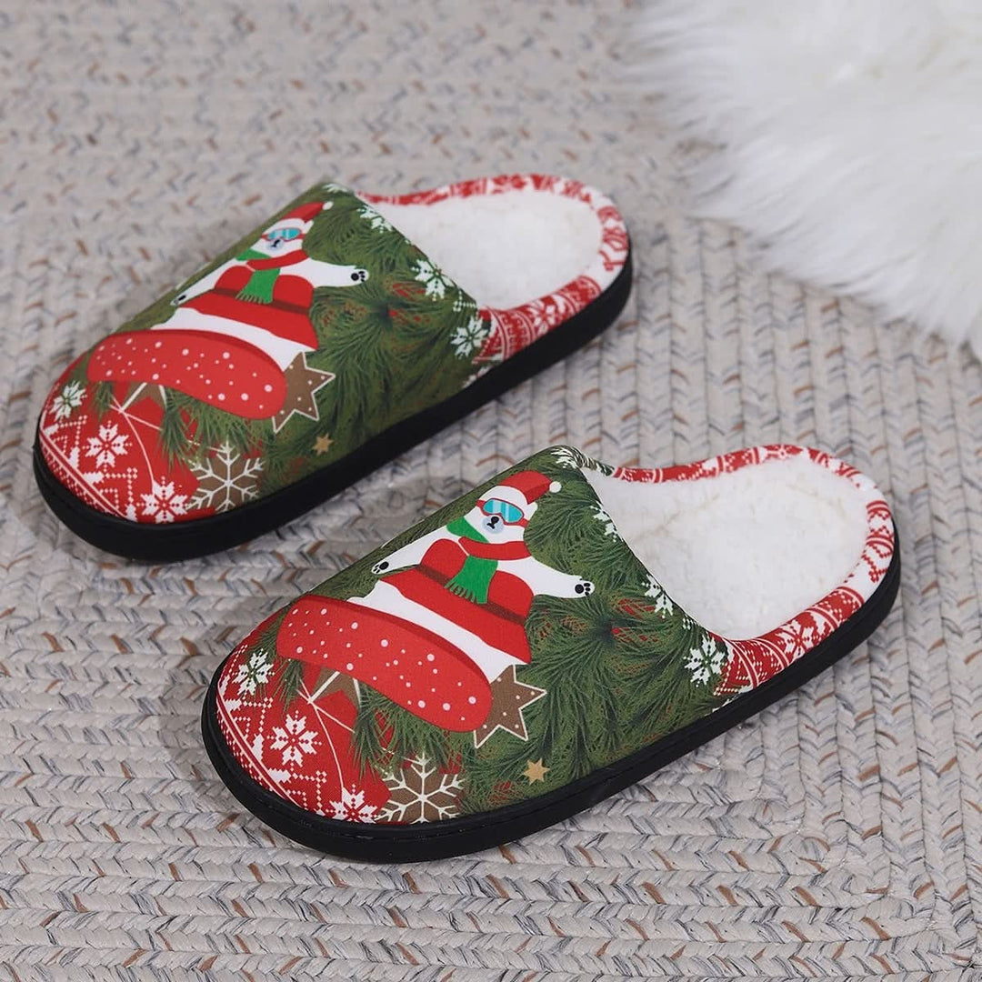 Cozy Plush Christmas Themed Slippers with Anti-Slip Sole for Indoor Use Pink Lucy