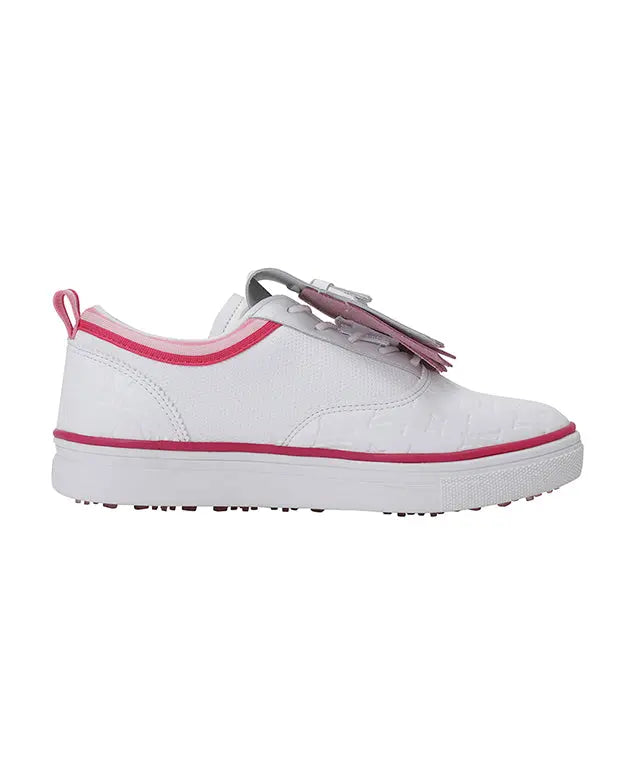 ANEW Golf: Women's Stylish Pink Leather Golf Shoes with Monogram Amethyst Lucy