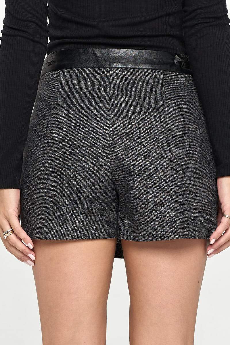 Edgy Asymmetrical Faux Leather Mini Skirt Indigo Arrowwood