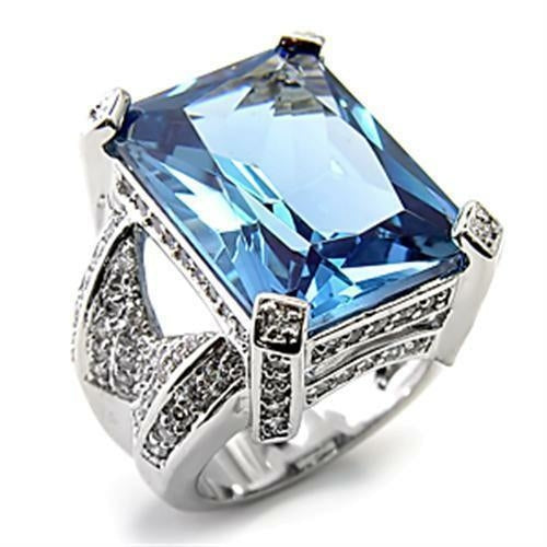 7X315 - Rhodium 925 Sterling Silver Ring with AAA Grade CZ Spinel in L Turquoise Tiger