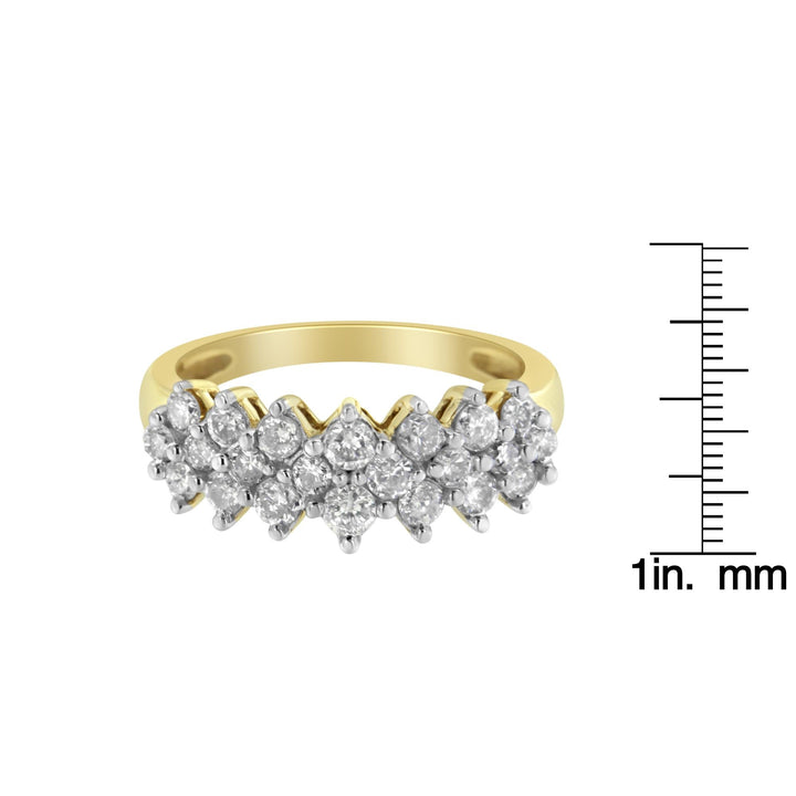 10K Yellow Gold Round Diamond Ring (1 cttw, J-K Color, I1-I2 Clarity) Lime Shadow