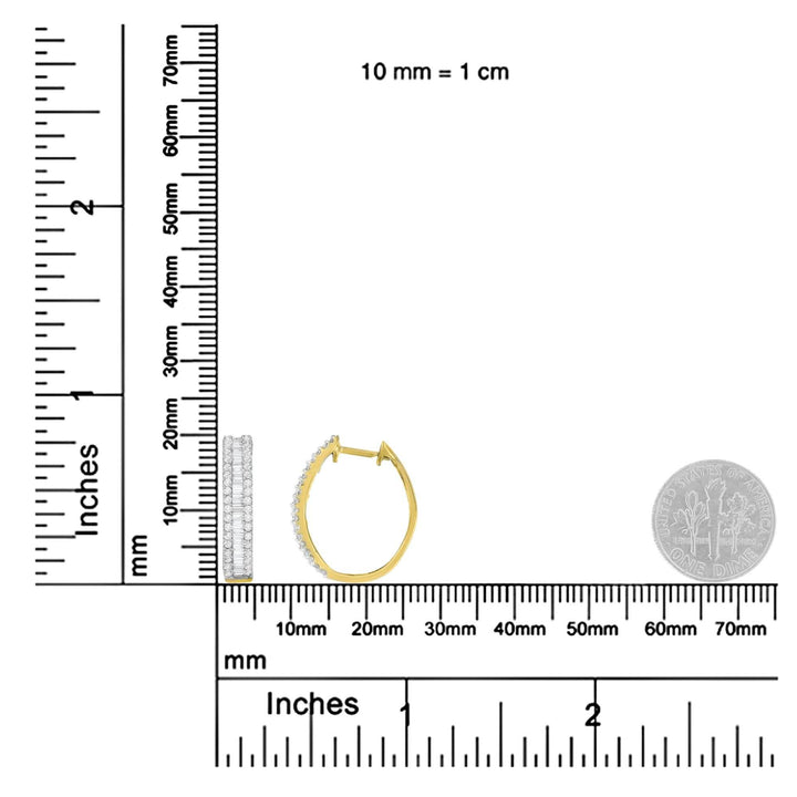 Sophisticated 10K Yellow Gold Diamond Hoop Earrings (3/4 cttw, I-J Color, I2-I3) Lime Shadow