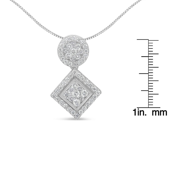 Modern Elegance: 14K White Gold Diamond Pendant Necklace with 1 Carat Total Weight Lime Shadow