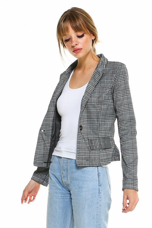 Classic Plaid Fitted Blazer Indigo Arrowwood