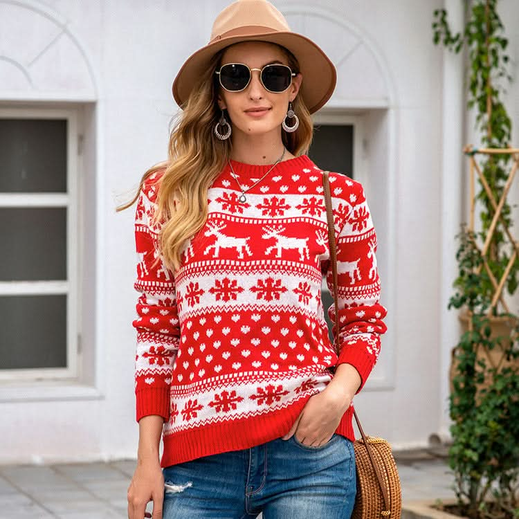 Women’s Snowflake Pullover Christmas Sweater Capri Clothes