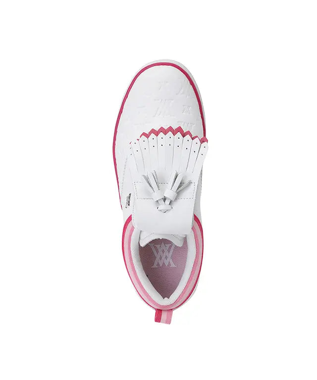 ANEW Golf: Women's Stylish Pink Leather Golf Shoes with Monogram Amethyst Lucy