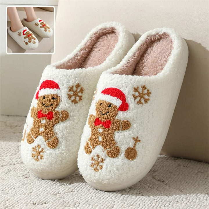 Winter Wonderland Snowflake Gingerbread Plush Slippers for Cozy Indoor Comfort Capri Clothes