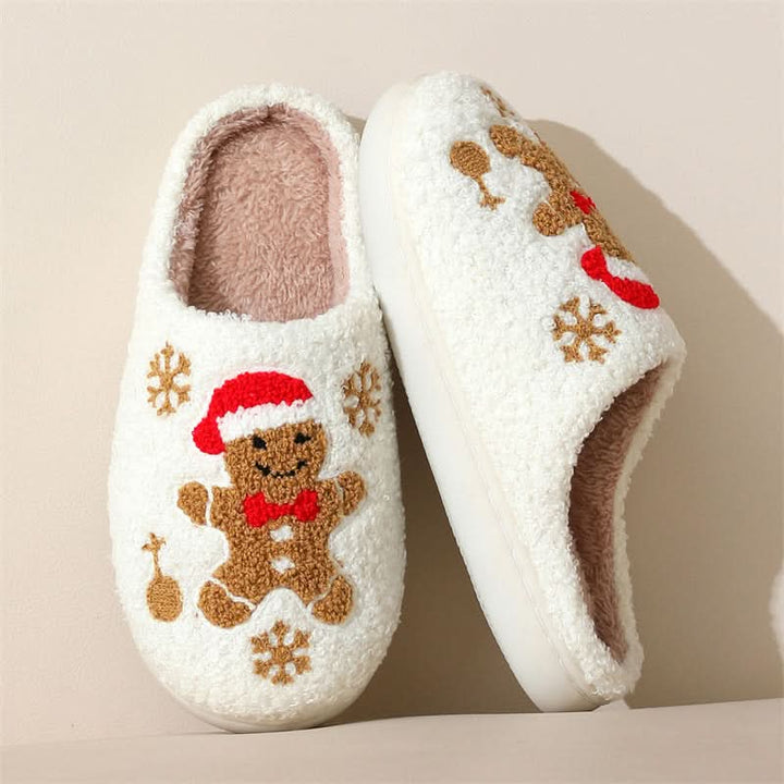 Winter Wonderland Snowflake Gingerbread Plush Slippers for Cozy Indoor Comfort Capri Clothes