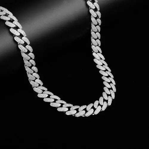 Bold 12 MM 925 Silver Cuban Chain with Sparkling Cubic Zirconia Lilac Quartz