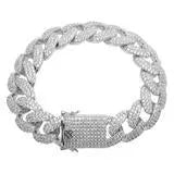 Cuban Link Sterling Silver Bracelet with AAA Cubic Zirconia - ANGUS Collection Lilac Quartz