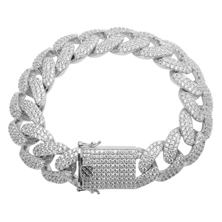 STALLION 925 Sterling Silver Cuban Link Bracelet with AAA Cubic Zirconia Sparkle Lilac Quartz