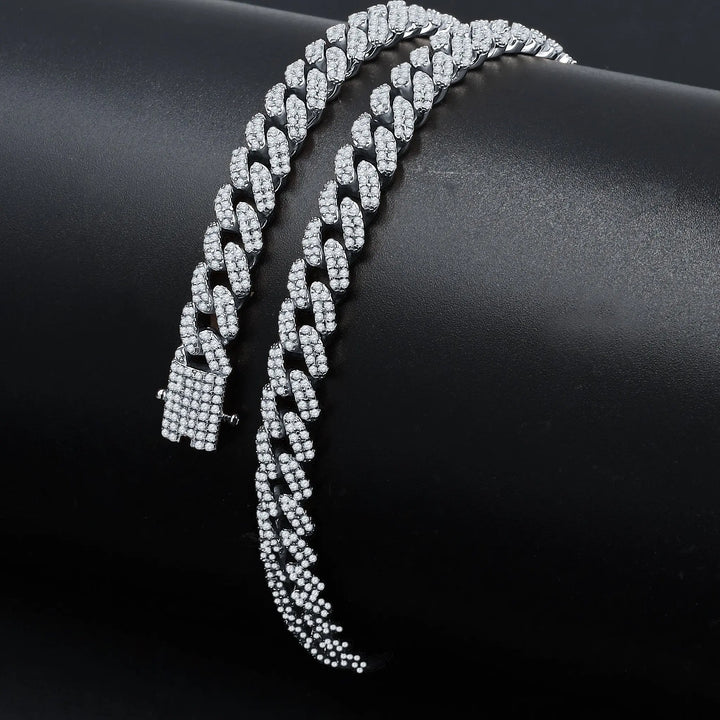 Sophisticated 6MM 925 Sterling Silver Cuban Chain with Dazzling AAA Cubic Zirconia Lilac Quartz