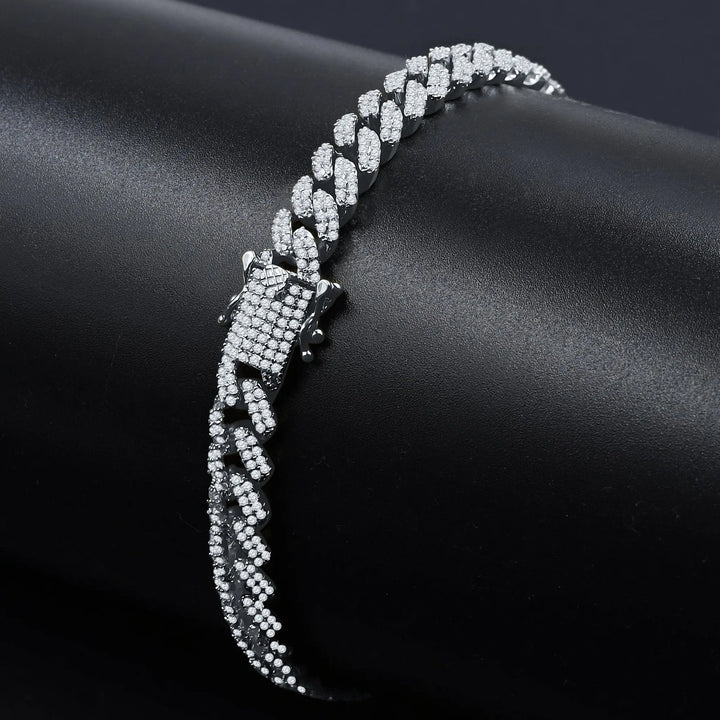 Cuban Link Sterling Silver Bracelet with AAA Cubic Zirconia - ANGUS Collection Lilac Quartz