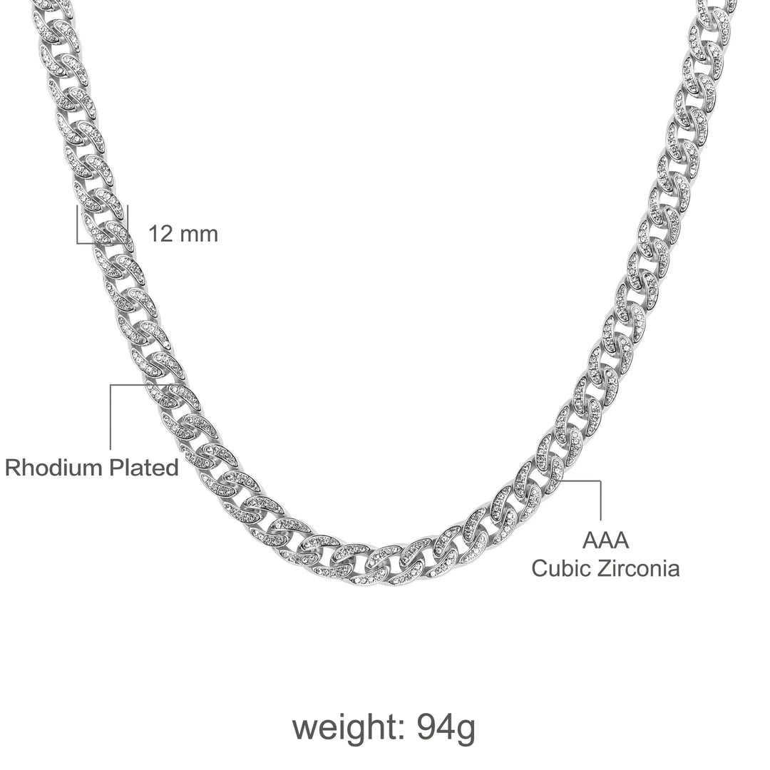 ICE'D OUT 13MM Rhinestone Cuban Link Chain Lilac Quartz