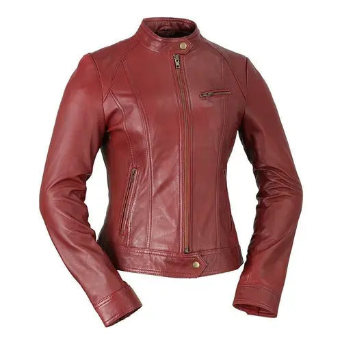 Chic Sophistication - Women's Lambskin Leather Jacket Orange Pontus