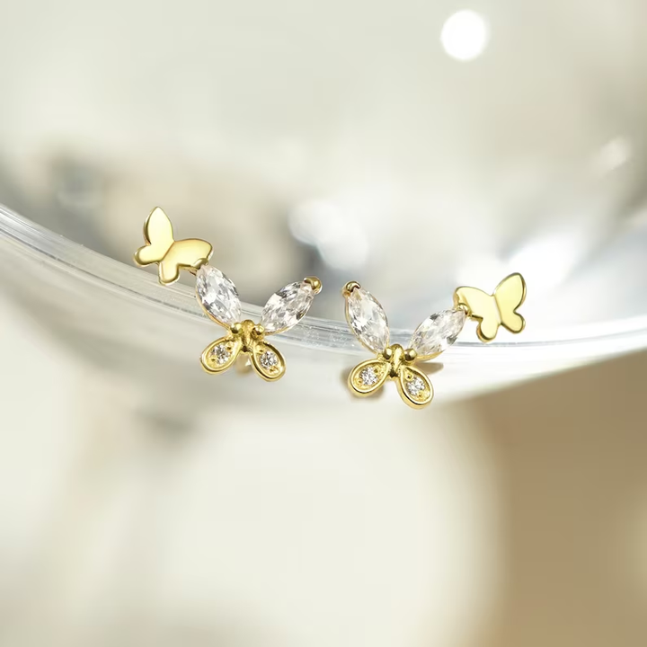 Butterfly Bliss: Dazzling Minimalist CZ Earrings Green Millie