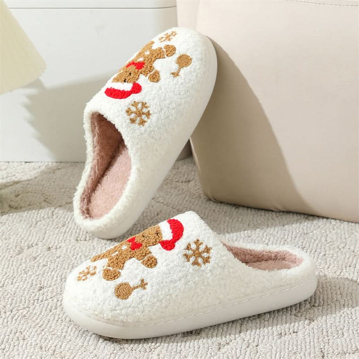 Winter Wonderland Snowflake Gingerbread Plush Slippers for Cozy Indoor Comfort Capri Clothes