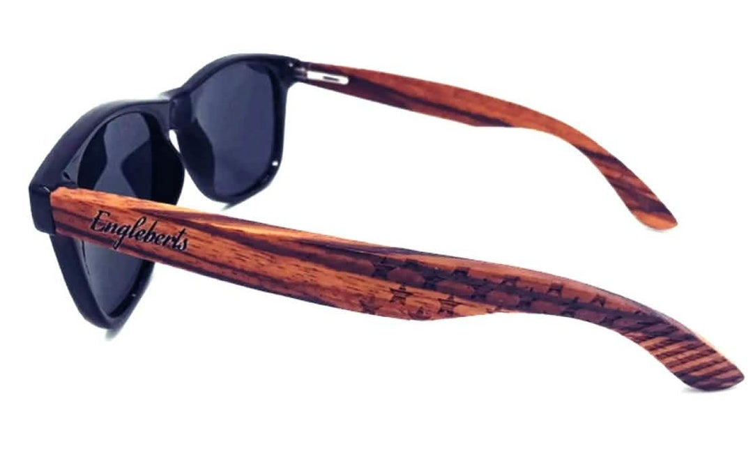 Engleberts Artisan Bamboo Case Sunglasses - Premium Zebrawood with Polarized Lenses Purple Ariadne