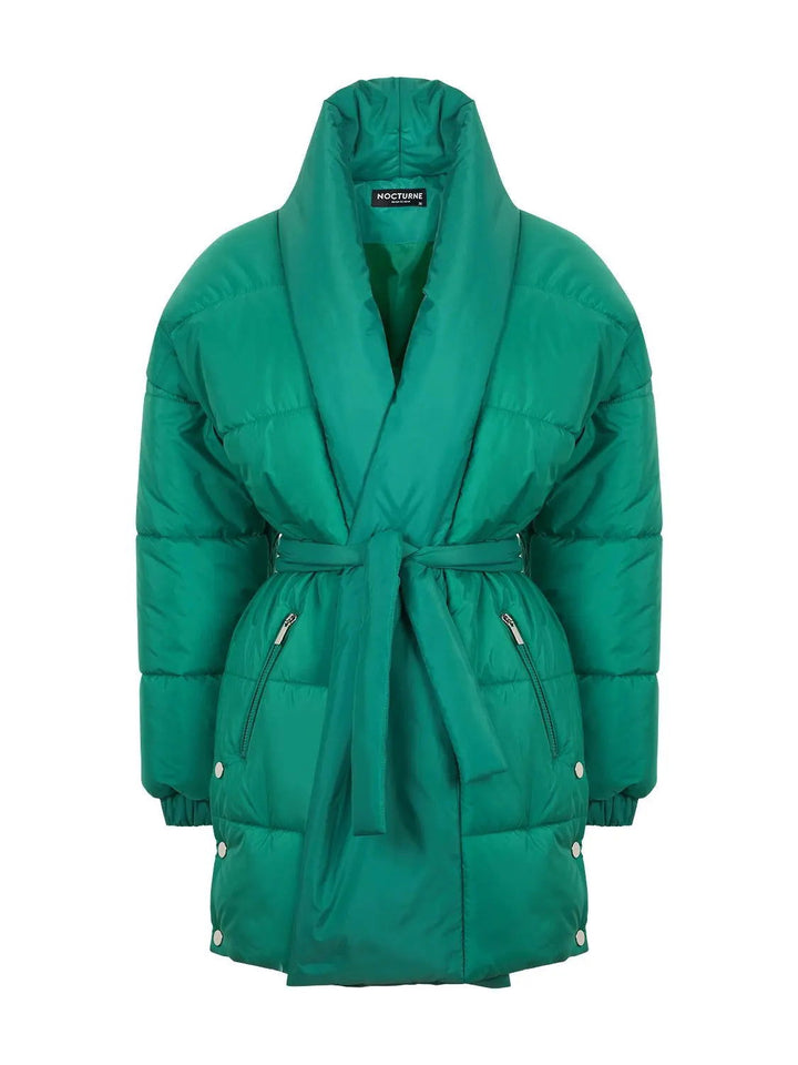 Belted Puffer Jacket - Capri Clothes