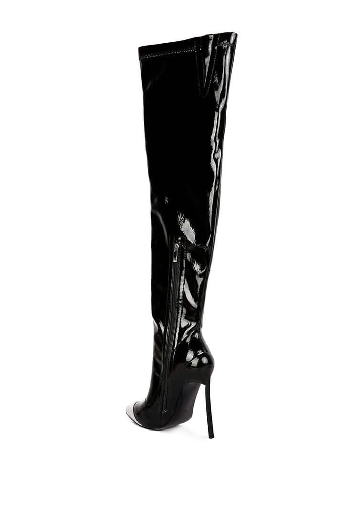 Chic Glossy Pointed Toe High Heel Knee-High Boots Ruby Smudge