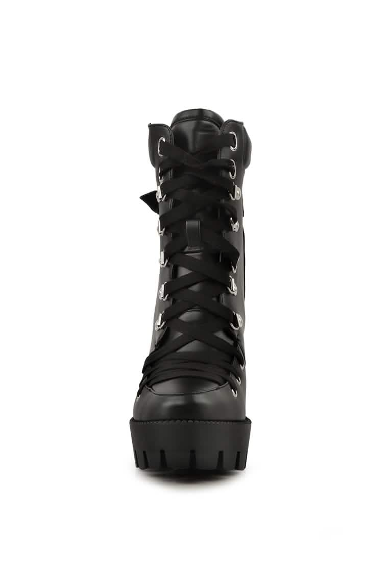 Autumn Vibe Lace-Up Combat Boots Ruby Smudge