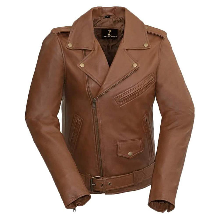 Brando - WOMEN'S LUXURY SHEEPSKIN MOTORCYCLE JACKET Orange Pontus