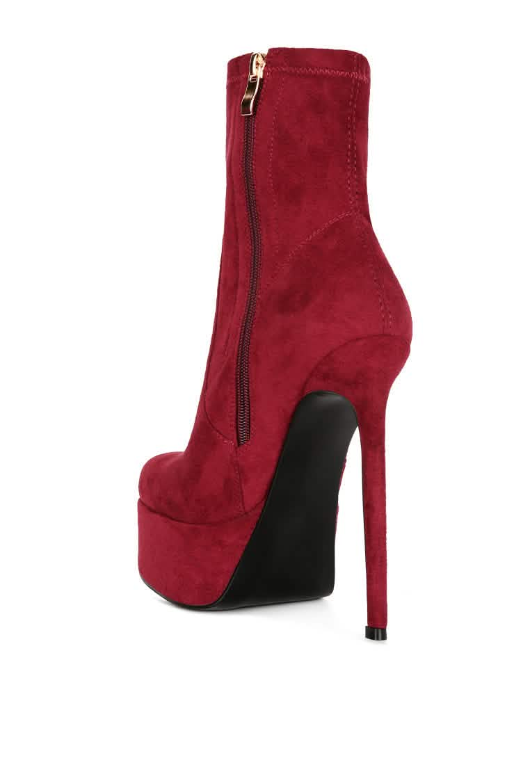 Sleek High-Heel Platform Ankle Boots for Glamorous Nights Ruby Smudge