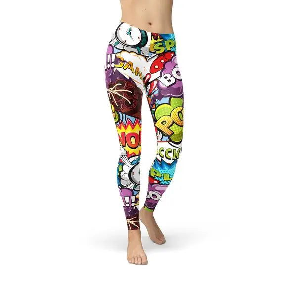 Comic Book Explosions Leggings - Capri Clothes