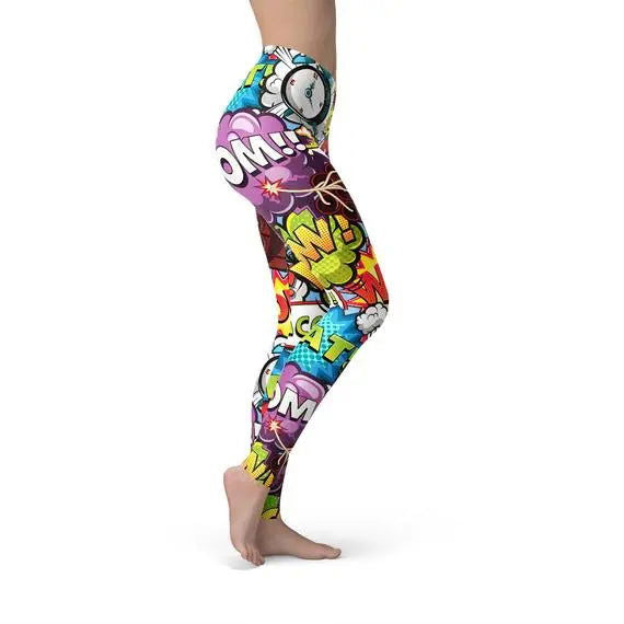 Comic Book Explosions Leggings - Capri Clothes