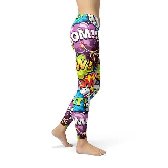 Comic Book Explosions Leggings - Capri Clothes