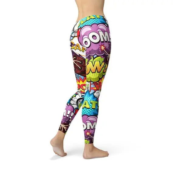 Comic Book Explosions Leggings - Capri Clothes