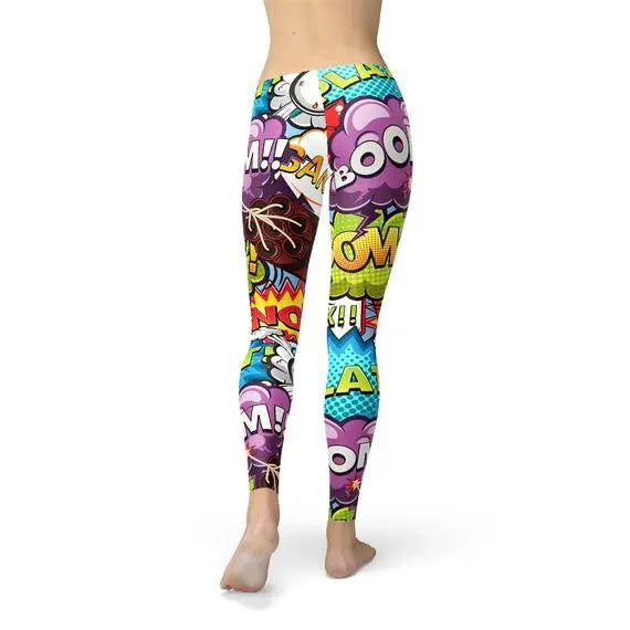 Comic Book Explosions Leggings - Capri Clothes