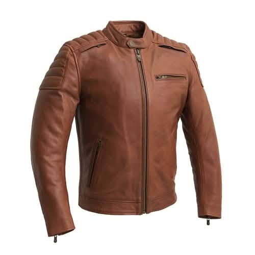 Rugged Rebel Men's Leather Motorcycle Jacket Orange Pontus