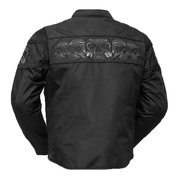 Dragon Skull Men's Durable Cordura Biker Jacket Orange Pontus