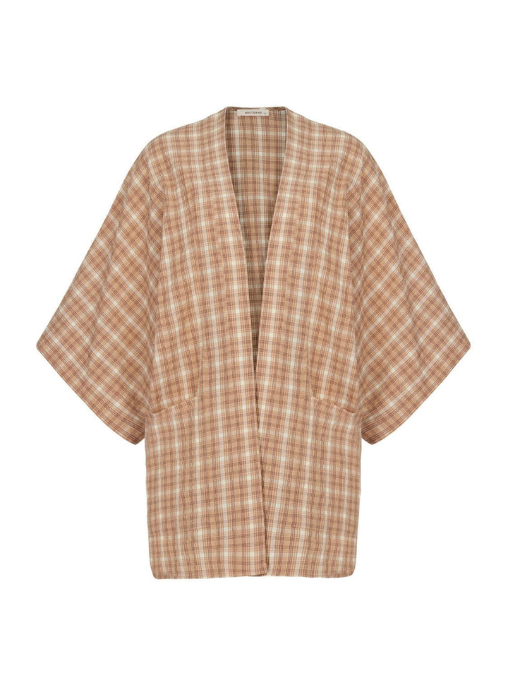 Dropped Shoulder Plaid Kimono - Capri Clothes