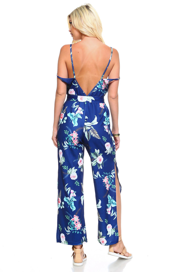 Floral Tie-Front Women's Tank Jumpsuit for Chic Comfort Ivory Felix