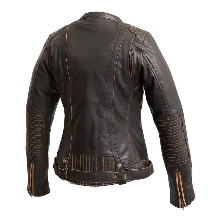 Electra - Women's Premium Leather Riding Jacket Orange Pontus