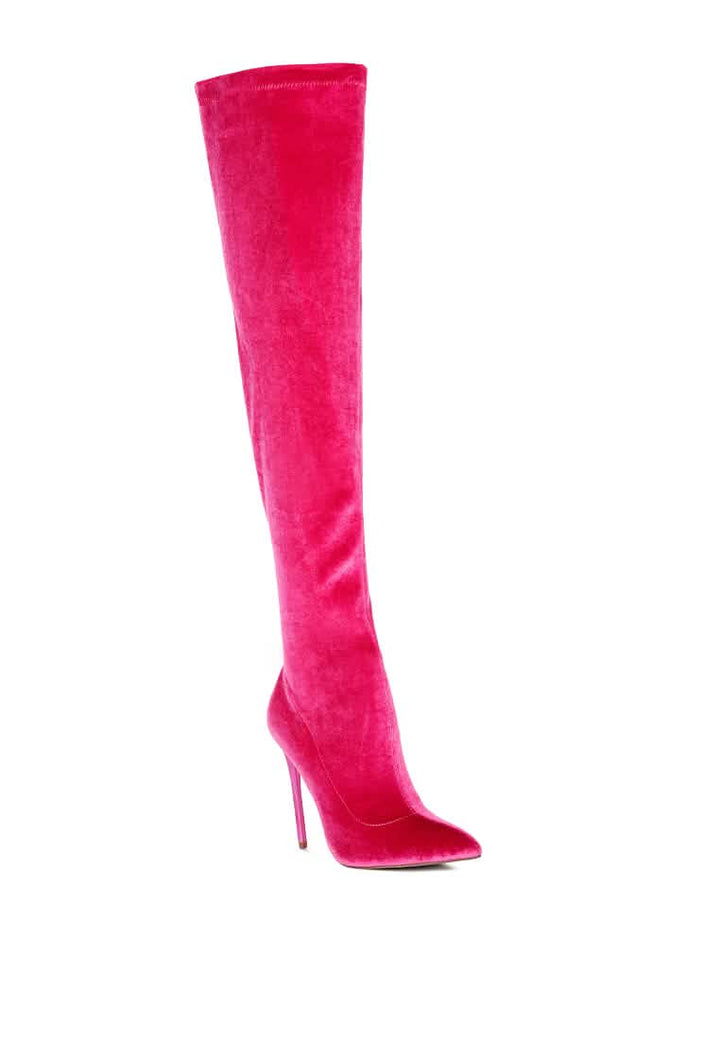 Glamorous Velvet Over-the-Knee Stiletto Heels Ruby Smudge