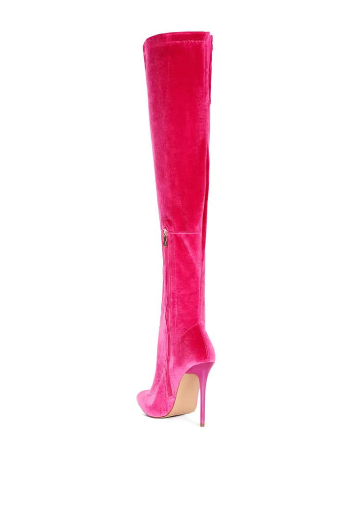 Glamorous Velvet Over-the-Knee Stiletto Heels Ruby Smudge