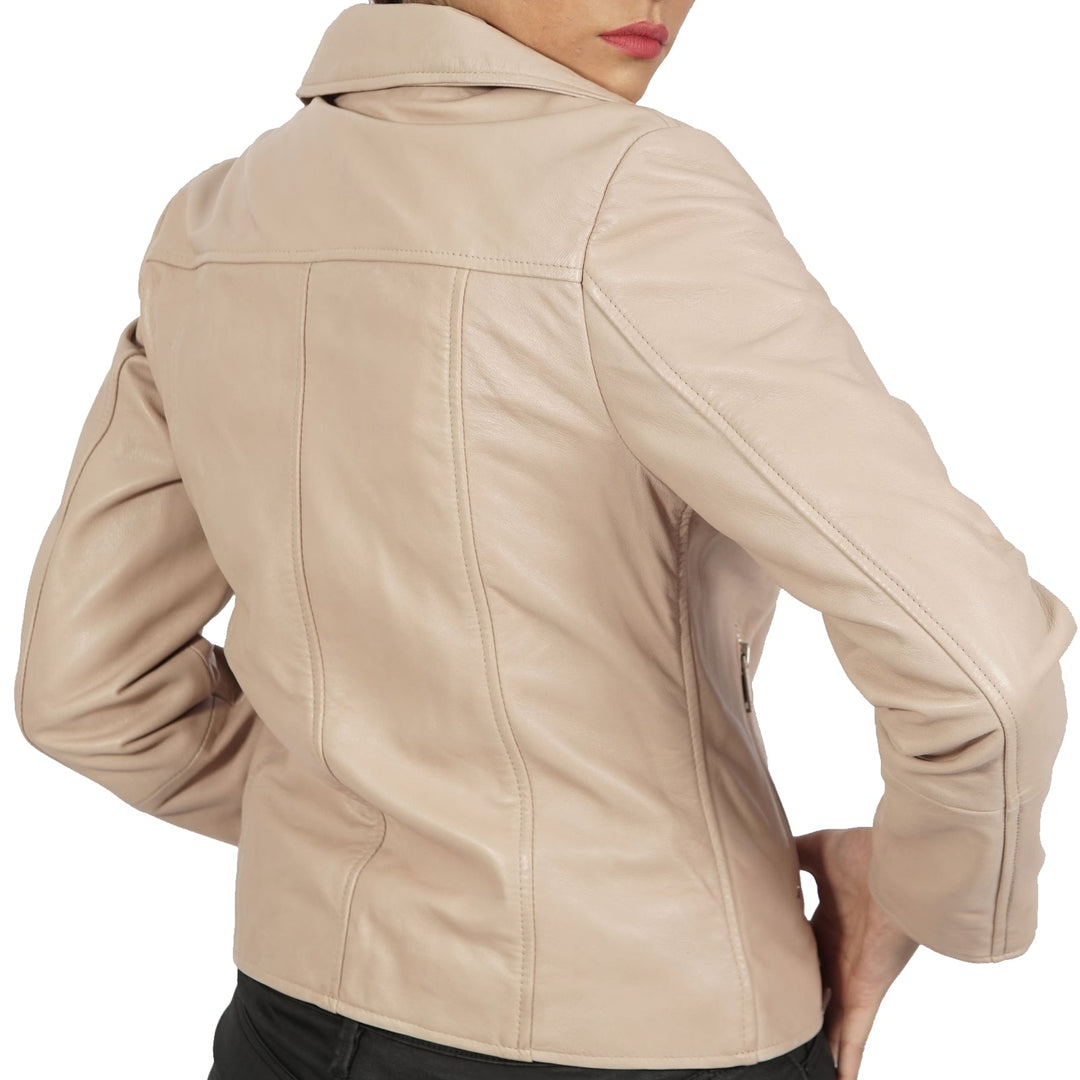 Janet Asymmetric Leather Jacket Azure Metis