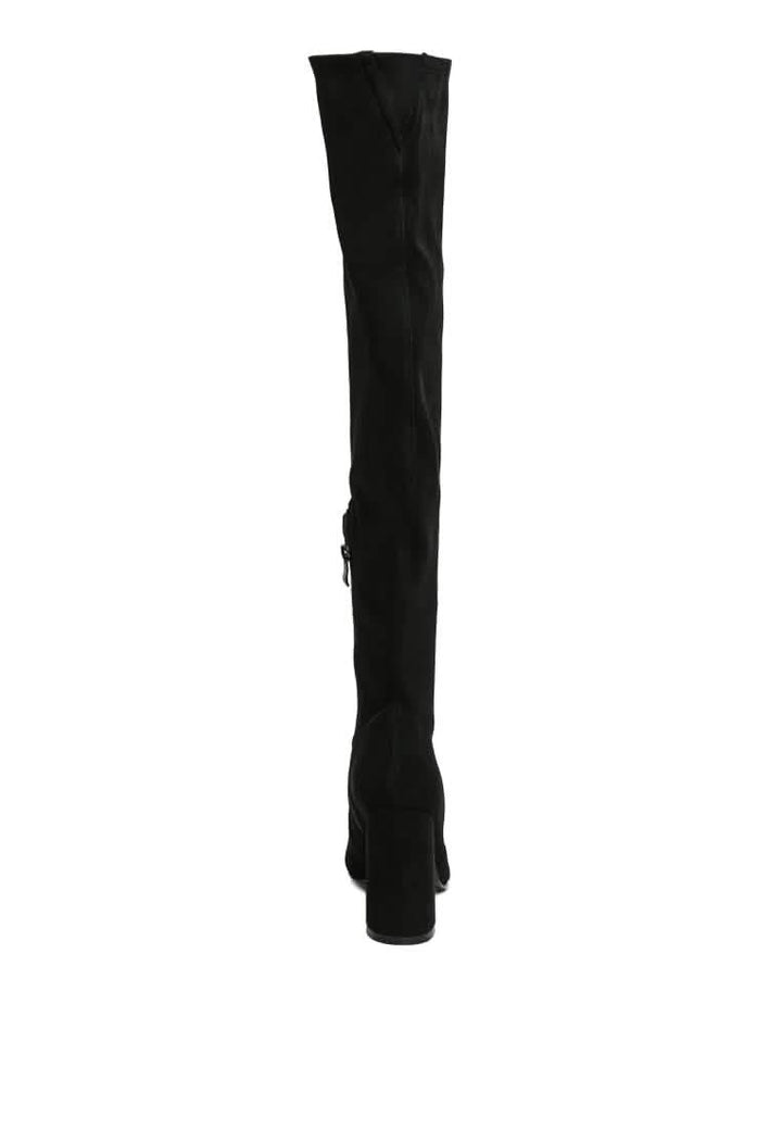 Stunning Thigh High Block Heel Boots Ruby Smudge