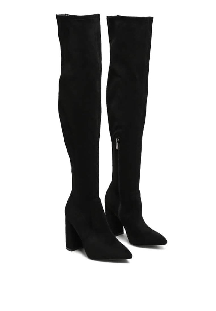 Stunning Thigh High Block Heel Boots Ruby Smudge