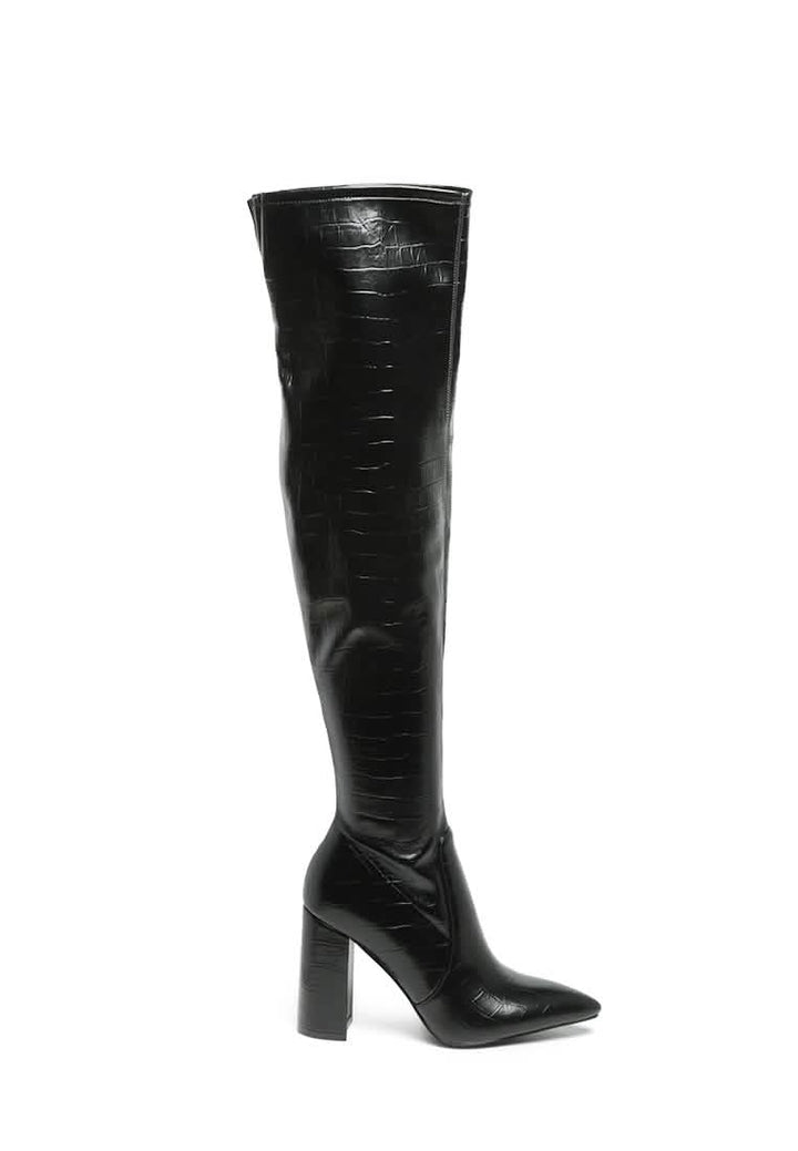 Stunning Thigh High Block Heel Boots Ruby Smudge